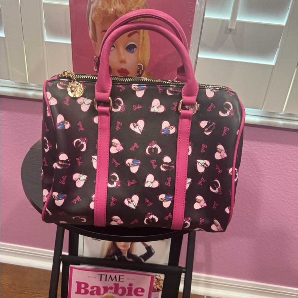 Barbie Pink and Black Heart Satchel